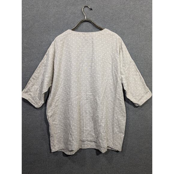 Linenbee Linen Tunic Top Womens Plus O/S Cream Lagenlook Oversized Neutral - Picture 5 of 10